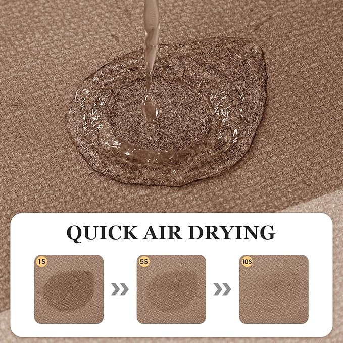 ACCUMTEK Toilet Rugs, Ultra Thin Absorbent Contour Bathroom Rugs for Toilet, Dry Quickly, Machine Washable, Upgrade Backing Non-Slip Bath Mat, Taupe/Bordered/U-Shaped 24"x20"
