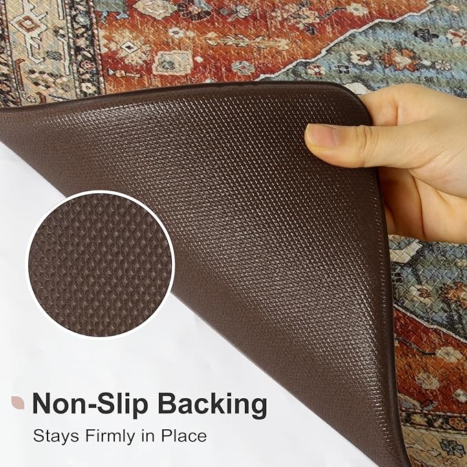 Collive Boho Kitchen Mat 2PCS, Cushioned Anti Fatigue Kitchen Mats for Floor Waterproof Kitchens Rugs Set of 2, Non Slip Comfort Standing Mat for Office, Sink, Laundry, 17"x30"+17"x59"