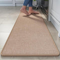 Long Kitchen Runner Rugs Non Slip Washable, Linen-Like 0.3" Thick Cushioned Absorbent Kitchen Mats for Floor, Mild Anti-Fatigue Sink Floor Mat Laundry Standing Mat, Easy Clean, Brown 17"x71"