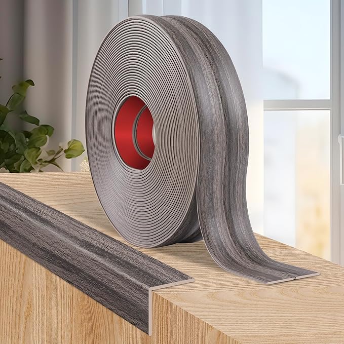 Flexible Wall Corner Protector Moulding Trim Peel and Stick Wall Corner Guards Edge Protector Self Adhesive Molding Trim Strip for Edge Ceiling (Brown Walnut Wood Grain, 0.8 in x 40 Ft)