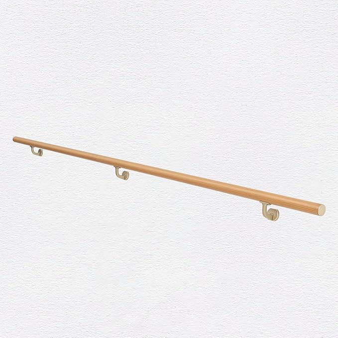 6 FT Handrails for indoor&outdoor stairs,deck,slope,Modern Aluminum Handrail Set, Wall-Mounted with Zinc-Alloy Brackets，Crafted from aluminum alloy (not solid wood) rust-free (Cherry Wood Grain, 6 FT)