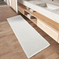 AMOAMI Waffle Runner Rug Super Absorbent Non Slip Bath Mats for Bathroom Floor, Machine Washable Boho Bathroom Runner Rug with Tassels, Ideal for Hallway Bedroom Laundry Room, 17" x 48"