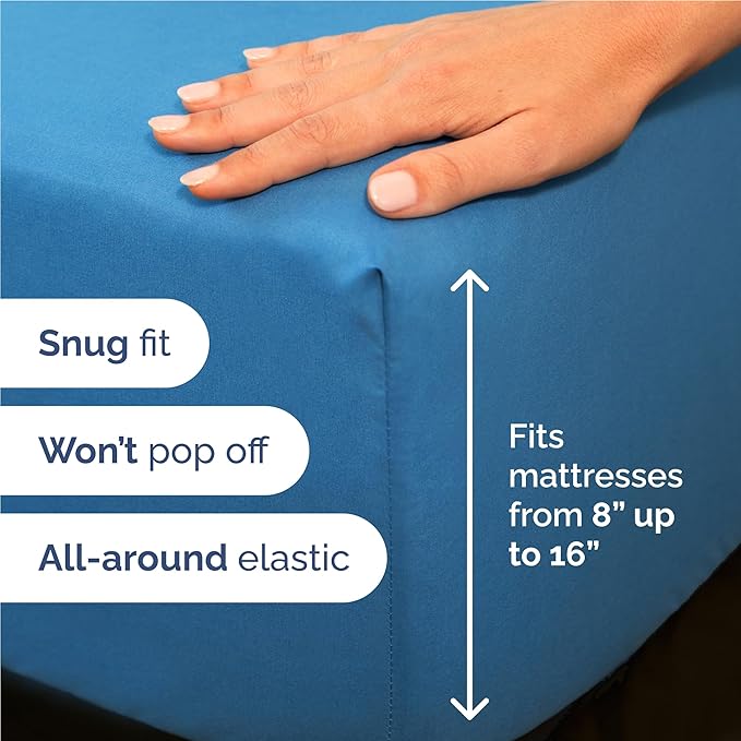 Full 6 Piece Sheet Set - Cooling & Breathable Bed Sheets - Hotel Luxury Bed Sheets for Women, Men, Kids & Teens - Bedding with Deep Pockets & Easy Fit - Soft and Wrinkle Free - Full Denim Blue Sheets