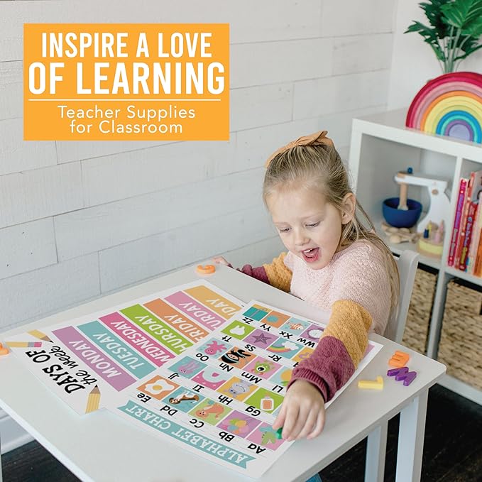 Hadley Designs 16 Educational Posters for Classroom Decor - Pastel Educational Posters for Toddlers 1-3, Toddler Learning Poster for Kids Ages 3-5, Kindergarten & Preschool Classroom Must Haves