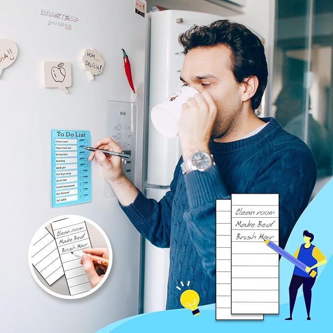 2-Piece Chores Chart for Kids - Reusable Chore List, Removable Checklist Board, Portable to Do List Visual Schedule for Multiple Kids