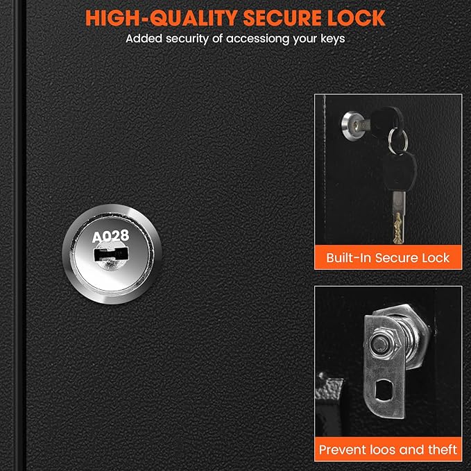 125 Position Key Cabinet Wall Mount with Anti-Theft Deposit Key Slot, Key Box Organizer with Key Hooks & 125 Tags Key Labels, Key Safe for Hotels & Office & Companies & Car Dealerships