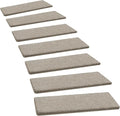 PURE ERA Carpet Stair Treads Ultra Plush 8 x 30 inch Soft Indoor Stair Protectors Pet-Friendly Non-Slip Skid Resistant Tape Free Washable Reusable(7 Pieces,Cream Gray)
