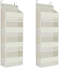 2 Pack Over The Door Organizer, Hanging Storage Organizer with Clear Window, 40lb Ultra Sturdy Large Capacity Room Organizer for Pantry Laundry Bathroom Nursery Closet (Beige)