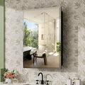20 x 26 Inch Medicine Cabinet for Bathroom Wall Mounted, Recessed With Beveled Mirror and Adjustable Shelves, Black Cabinet With Ample Storage for Modern House