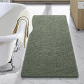 LOCHAS Luxury Bathroom Rug Shaggy Bath Mat 24 x 44 Inch, Washable Non Slip Bath Rugs for Bathroom Shower, Soft Plush Chenille Absorbent Carpets Mats, Sage Green
