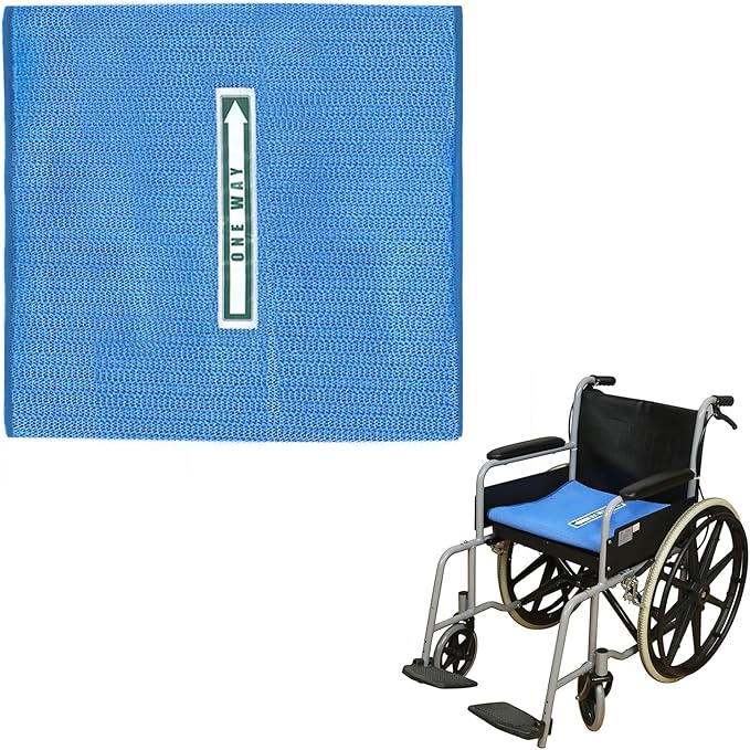 One Way Transfer Support Cushion, Non Slip Tubular Pad for Fall Prevention in Chair & Wheelchair, Elderly/Disabled Assistance, 17"x17" (Blue-Without Handles)