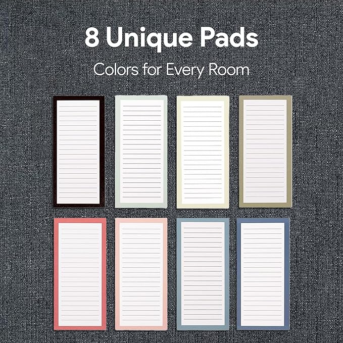 Magnetic Notepads – Notepads for Grocery List, Shopping List, To-Do List, Reminders -Strong Magnetic Back- Memo Notepad | 8 pack Medium | Solid Pattern Style
