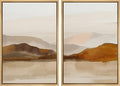 MUDECOR Framed Canvas Print Wall Art Pastel Brown Mountain Range Ocean Lake Wilderness Nature Illustrations Modern Art Decorative Calm/Relax Multicolor Rustic Minimal for Bedroom - 16"x24"x2 Natural