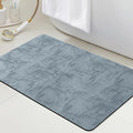 Ultra Thin Bath Mat, Upgrade Backing Non Slip Thin Bath Mats Fit Under Door, Quick Dry Ultra Absorbent Bathroom Rugs, Machine Washable Bath Rugs for Bathroom, Bathtub, Haze Blue/Marble/24"x17"