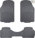 Amazon Basics Universal PVC Faux Rubber Car Floor Mats, All Weather Protection, Waterproof Flexible Trim to Fit for 95% Automotive SUV Sedans Trucks, Charcoal Pure Grey Solid Gray, Pack of 3