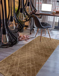 Custom Size Hallway Runner Rug Trellis Brown Color 31 inch Wide Select Your Length Non-Slip (Skid Resistance) Rubber Backing 35 feet x 31 inch (Color Options Available)