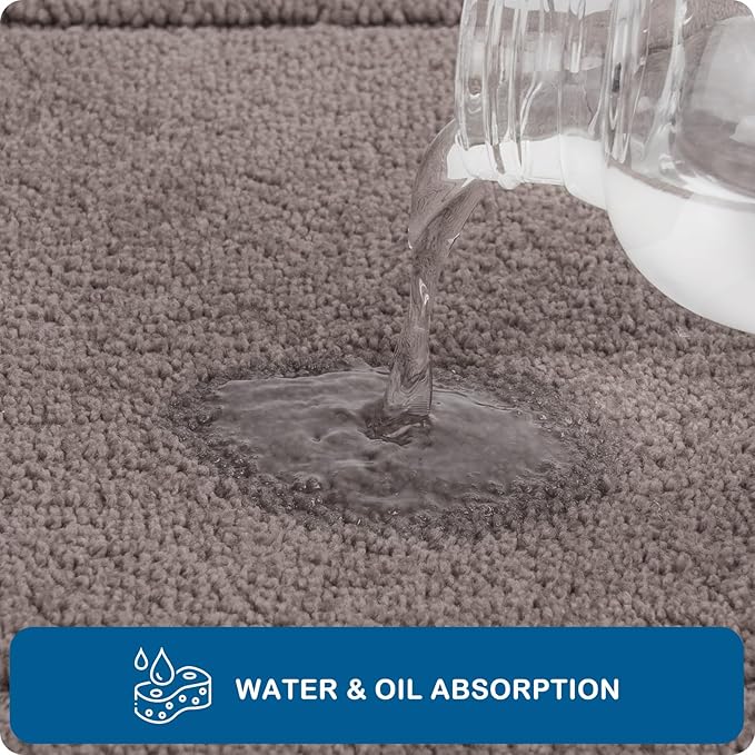 PURRUGS Machine Washable Kitchen Rug 24" x 35.5", Non-Slip/Skid Kitchen Runner Rugs & Floor Mats, Super Absorbent Soft Standing Mats for Kitchen, Sink & Laundry, Grayish Brown