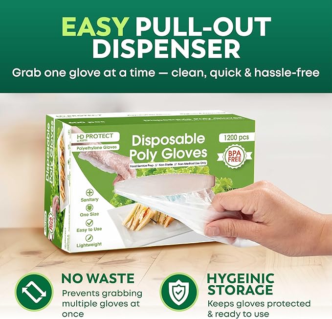 Keppi Disposable Gloves - BPA & Latex Free - Gloves Disposable Latex Free - For Food Handling - Food Safe - For Cooking