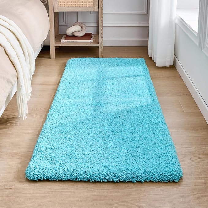 Bathroom Runner Rug 24x70 Teal Non Slip Fluffy Long Bath Mat for Bathroom Floor Washable Plush Luxury Large Bath Rug for Tub Absorbent Runner Rug for Bedside