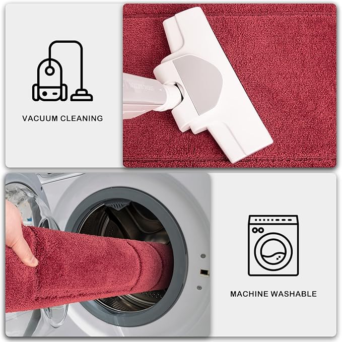 PURRUGS Machine Washable Kitchen Runner Rug 32" x 70", Non-Slip/Skid Hallway Runner Rug, Super Absorbent Soft Area Rug for Kitchen, Hallway & Laundry, Rolled Packaging, Burgundy Red