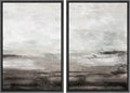 MUDECOR Framed Wall Art Print Set Brown and Gray Grunge Paint Stroke Landscape Abstract Shapes Illustrations Modern Minimalist Chic Relax/Calm for Living Room, Bedroom, Office - 16"x24"x2 Black