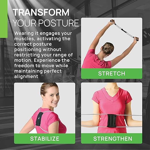PRIMEKINETIX PostureMedic Dynamic Posture Corrector - Active Resistance Training System for Upper Back Strengthening & Shoulder Alignment - Stretches Chest, Strengthens Back - Doctor Recommended - Size L (Silver)
