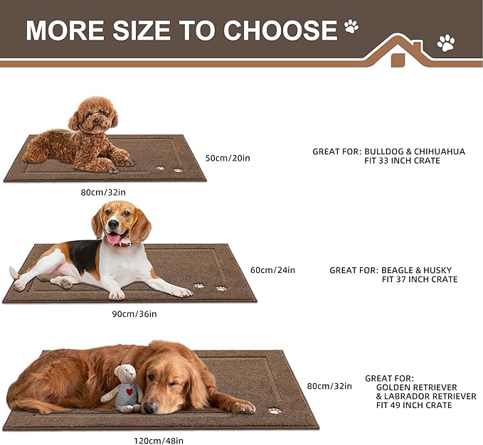 BEQHAUSE Dog Door Mat for Muddy Paws 24"x36" Dirt Trapper Absorbent Doormat Non Slip Entryway Rugs Washable Stain Resistant Welcome Floor Mat Soft Low-Profile for Front Back Door, Brown