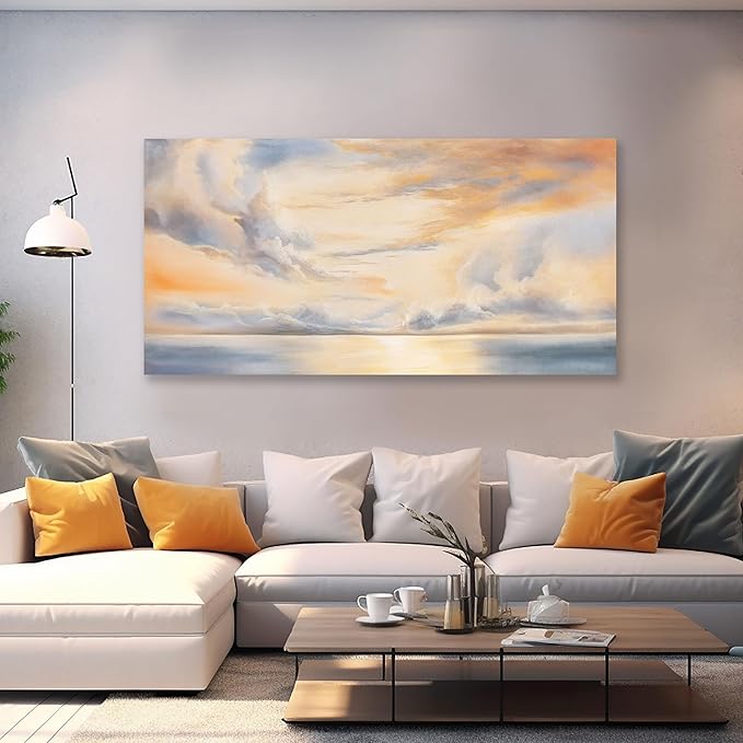 Glvzygy Abstract Wall Art Nature Scenery Wall Decor Sky Clouds Sunset Wall Art Prints Canvas Painting Wall Decor Artwork for Home Room Bathroom Living and Office Home Decor Wall 29"x58"