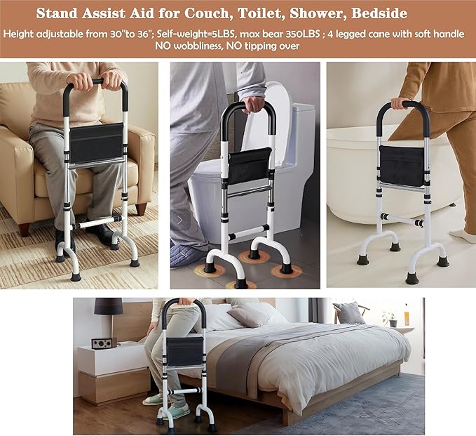 Couch Cane Stand Up Assist Aid for Elderly; Quad Canes for Stability; Aids for Getting Up from Toilet Recliner Chair Bed; Knee Hip Post Surgery Recovery Aid; Height Adjustable to 36''