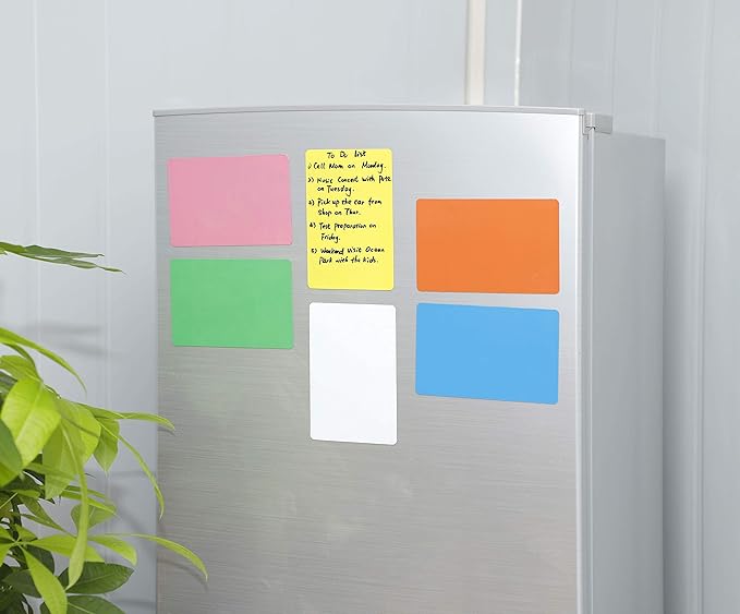 Dry Erase Magnets Set - 12 Pack - 6x4 in Whiteboard Magnetic Notes Planning Pads Labels - Large White Board Magnet Strips Name Tags for Home and Office (12, 6x4 in)
