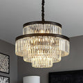 21.6" 14-Light Modern Crystal Chandelier Light Fixtures 4-Tier Black Luxury Chandeliers for Dining Room Round Hanging Pendant Lighting for Living Room Kitchen Entryway Bedroom Foyer Hallway