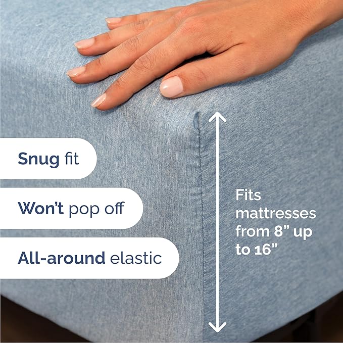 Cal King 6 Piece Sheet Set - Cooling & Breathable Bed Sheets - Hotel Luxury Bed Sheets for Women, Men, Kids & Teens - Deep Pockets - Easy Fit - Soft and Wrinkle Free - Cal King Heathered Blue Sheets
