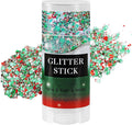 Mysense Christmas Glitter Stick for Face Hair Body, Red Silver Green Chunky Sparkling Glitter Makeup, Christmas Party Costume Accessories, Stocking Stuffers Gifts for Women Girls, 0.56oz