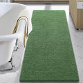 LOCHAS Luxury Bathroom Rug Shaggy Bath Mat 24 x 60 Inch, Washable Non Slip Bath Rugs for Bathroom Shower, Soft Plush Chenille Absorbent Carpets Mats, Green