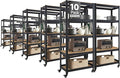 HOMEDANT House 5-Tier Metal Rolling Cart Shelf Rack Casters Heavy Duty Laminated Wheel Shelving Unit Adjustable Utility Storage Shelves Organizer Shelf Kitchen Garage (10, (S) 24.4" W, Black)