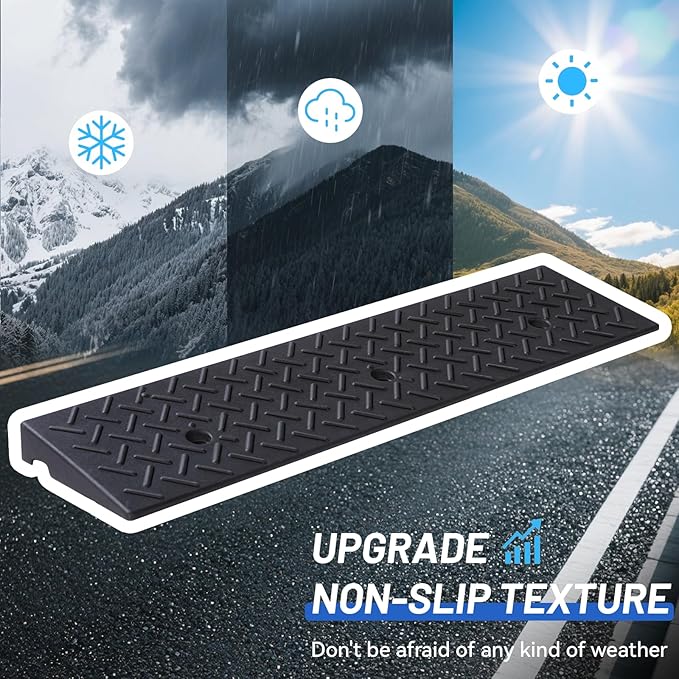 2 Pack Driveway Curb Ramp, 2 Inch Rise Rubber Threshold Ramp, Heavy Duty 6600LB Capacity for Lawn Mower, Wheelchair, Motorcycle, Cars, Sidewalk & Shed