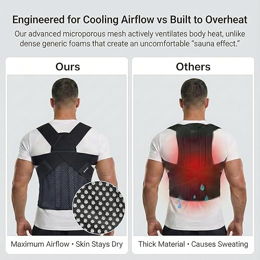 Full Back Posture Corrector for Men & Women – Pull-Back System Posture Brace – Wide Soft Straps, Breathable Mesh, Adjustable Support for Slouching, Rounded Shoulders & Upper Spine Pain Relief