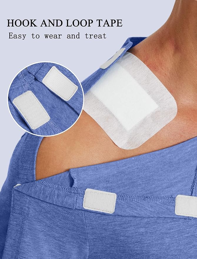 Deyeek Shoulder Post Surgery Recovery Shirts for Men Full Tear Away Short Sleeve T Shirt Adaptive Chemo Clothing