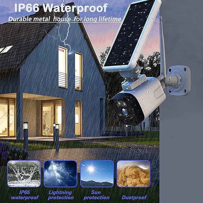 Camcamp Solar Camera Wireless Outdoor,Home Security Camera System,2.4G WiFi Outdoor Camera Wireless,Solar-Powered 4MP 4 Cam-Kit,360° PTZ,2K Color Night Vision,2-Way Audio,No Subscription,IP66