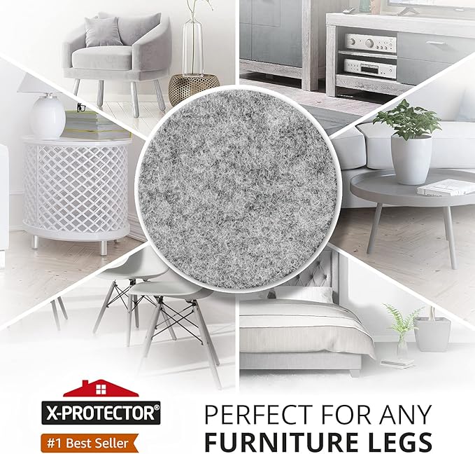 235 pcs Grey Felt Furniture Pads X-Protector! Huge Quantity of Furniture Pads for Hardwood Floors with Many Big Sizes – Your Ideal Wood Floor Protectors for Furniture. Protect Any Type of Hard Floor!