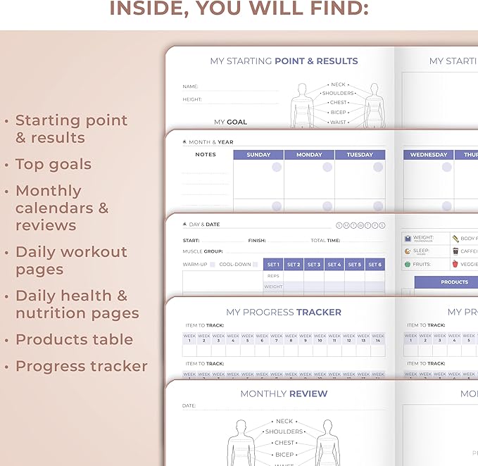 Clever Fox Fitness & Food Journal Pocket – Nutrition & Workout Planner for Women & Men – Diet & Gym Exercise Log Book with Calendars, Diet & Training Trackers – Lasts 3 Months, 4.3x5.5” (Rose Gold)