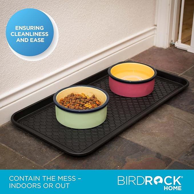 INTERNET'S BEST Waterproof Multi-Purpose Plastic Shoe Tray Boot Mat for Entryway, Dorm Room, Indoor Outdoor, Large Mud Pan, Utility Mat, Weather Resistant Floor Tray, 1 Pack - 30x15 - Black