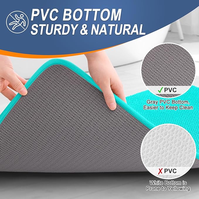 OLANLY Thick Memory Foam Bath Mat Rug 36x24, Extra Soft Absorbent Bathroom Rug, Quick Dry Bath Mats, Non-Slip, Machine Washable Carpet for Bathroom, Tub and Shower, Home Decor Accessories, Teal
