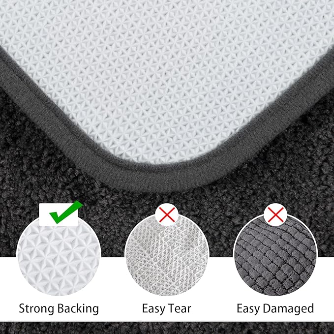 LOCHAS Bathroom Rug Set Dark Grey, Soft Bath Rug Set 2 Piece, Toilet Mat U-Shaped 20x20 and 34x20 Bath Rugs, Quickly Dry Mats for Bathroom, Tub, Washable, Super Absorbent Floor Mat