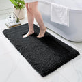 Bathroom Rugs 59x24, Ultra Thick Shaggy Soft Microfiber Absorbent Bath Rug, High Density Foam Latex Non Slip Backing, Machine Washable Bath Mats for Bathroom Floor & Sink, Black