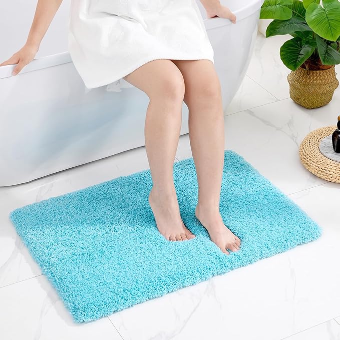 Teal Bathroom Rug 24x36 Non Slip Fluffy Bath Mat for Bathroom Floor Washable Plush Luxury Bath Rug for Tub Soft Shaggy Absorbent Shower Sink Mat