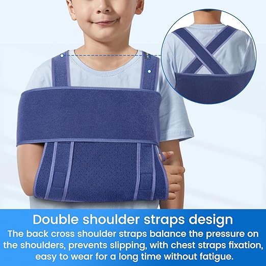 Velpeau Arm Sling for Sleep, Shoulder Immobilizer for Children, Boys, Girls - Very Soft Sling for Rotator Cuff Tear, Fractured, Dislocation, Broken, Postoperative, Fits Left & Right (S: Bust 25″-31.5″)