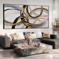 Black and Gold Line Wall Art Abstract Wall Decor Neutral Canvas Posters 32"x70" Large Framed Art for Living Room Office Pictures