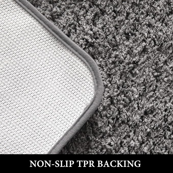 MIULEE Gray Small Bathroom Rugs Thick Shaggy Bath Rug Mats for Bathroom Non Slip Absorbent Plush Washable Carpet Living Room Bedroom Mat Floor, 16x24 inches