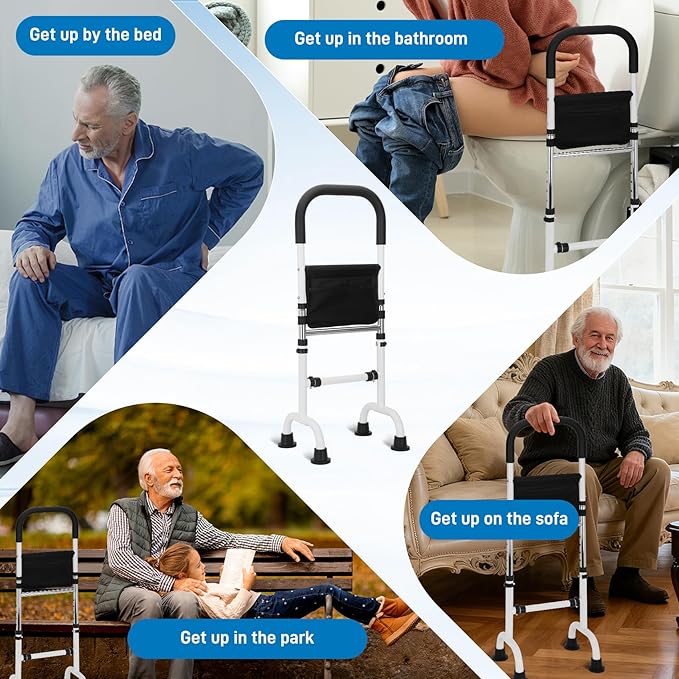 Stand Assist Aid for Elderly with Extra Non-Slip Threaded Base, Adjustable Stand Assist, Hip Knee Surgery Recovery Aid Walking Cane, Standing Aid for Couch, Bedside, Toilet, and More